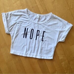 White 'NOPE' Crop Top